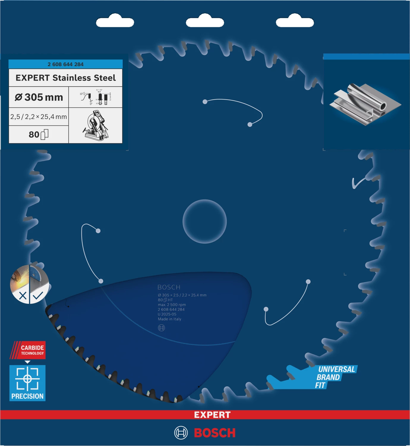 Bosch 2608644284 EXPERT Cirkelzaagblad - 305 X 25.4 X 80T - RVS thumbnail 2