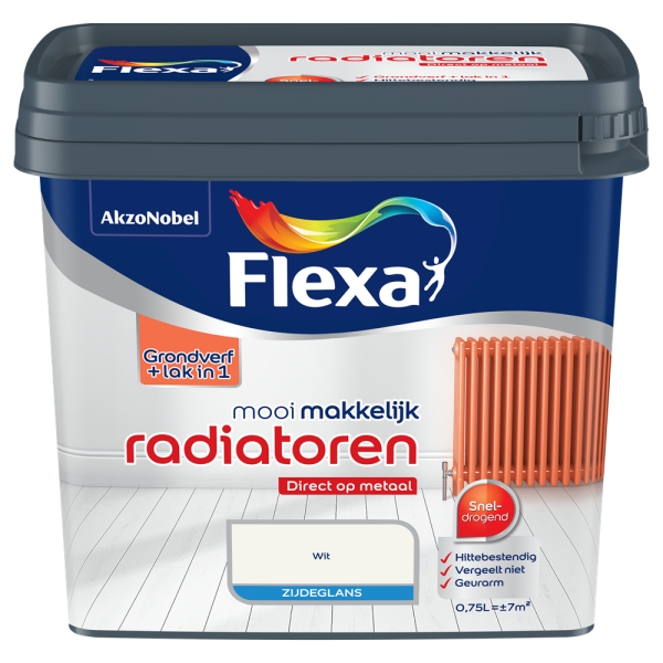 Radiatorenlak Flexa Mooie Makkelijk Wit Zijdeglans 750ml