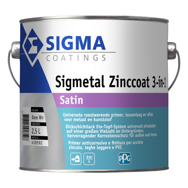 sigma sigmetal zinccoat 3in1 satin wit 2.5 ltr