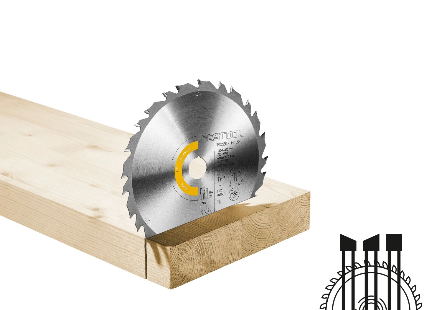 Festool HW 160x1,6x20 FWW25 Cirkelzaagblad Wood Universal 160x1,6x20 thumbnail 2
