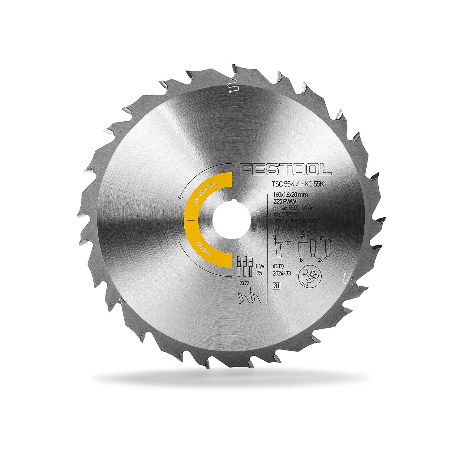 Festool HW 160x1,6x20 FWW25 Cirkelzaagblad Wood Universal 160x1,6x20