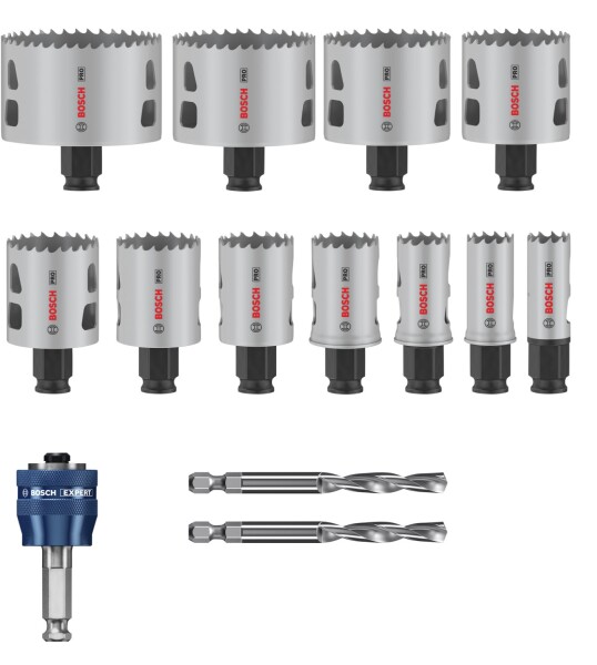 Bosch 061599767A PRO 14-delige Powerchange Gatzagenset - Hout En Metaal - 20,22,25,32,35,40,44,51,60,68,76 Mm