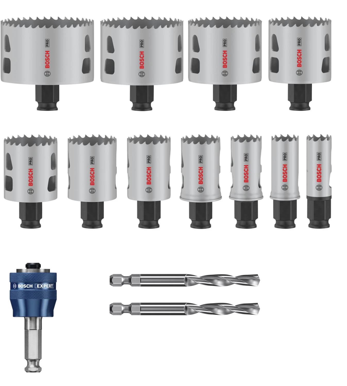 Bosch 061599767A PRO 14-delige Powerchange Gatzagenset - Hout En Metaal - 20,22,25,32,35,40,44,51,60,68,76mm