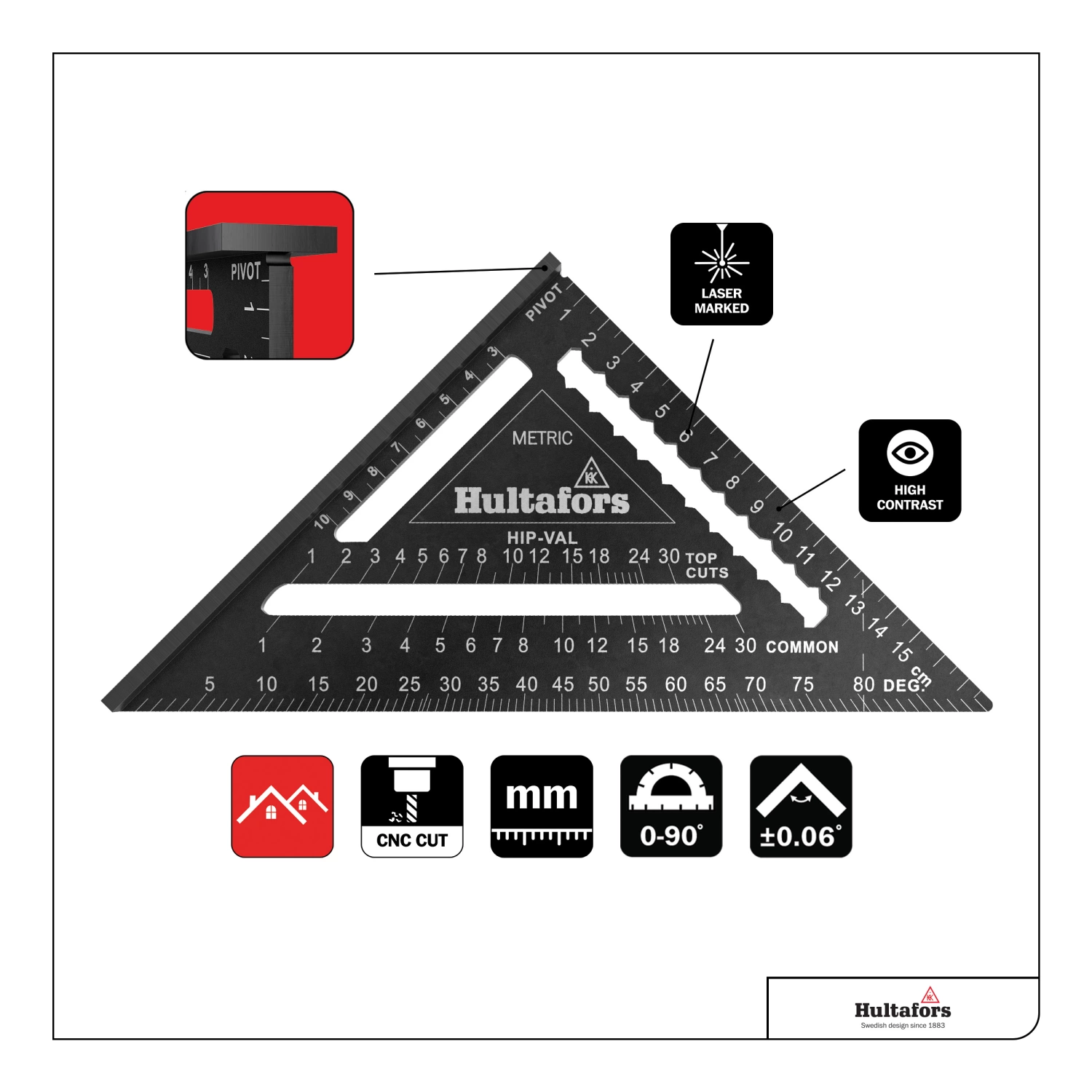 Hultafors MMRS Metric Rafter Square Meetdriehoek - 18 Cm thumbnail 3