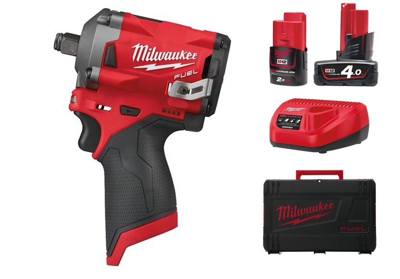 Milwaukee M12 FIWF12-422X 12V Li-Ion Accu Slagmoersleutel Set (1x 2.0Ah + 1x 4.0Ah Accu) In HD Box - 339Nm - 1/2