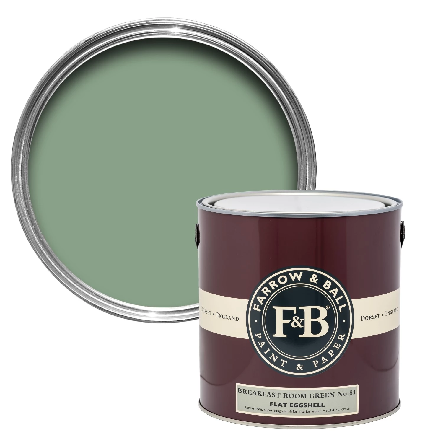 Farrow&Ball Flat Eggshell Breakfast Room Green No.81 - 750ml