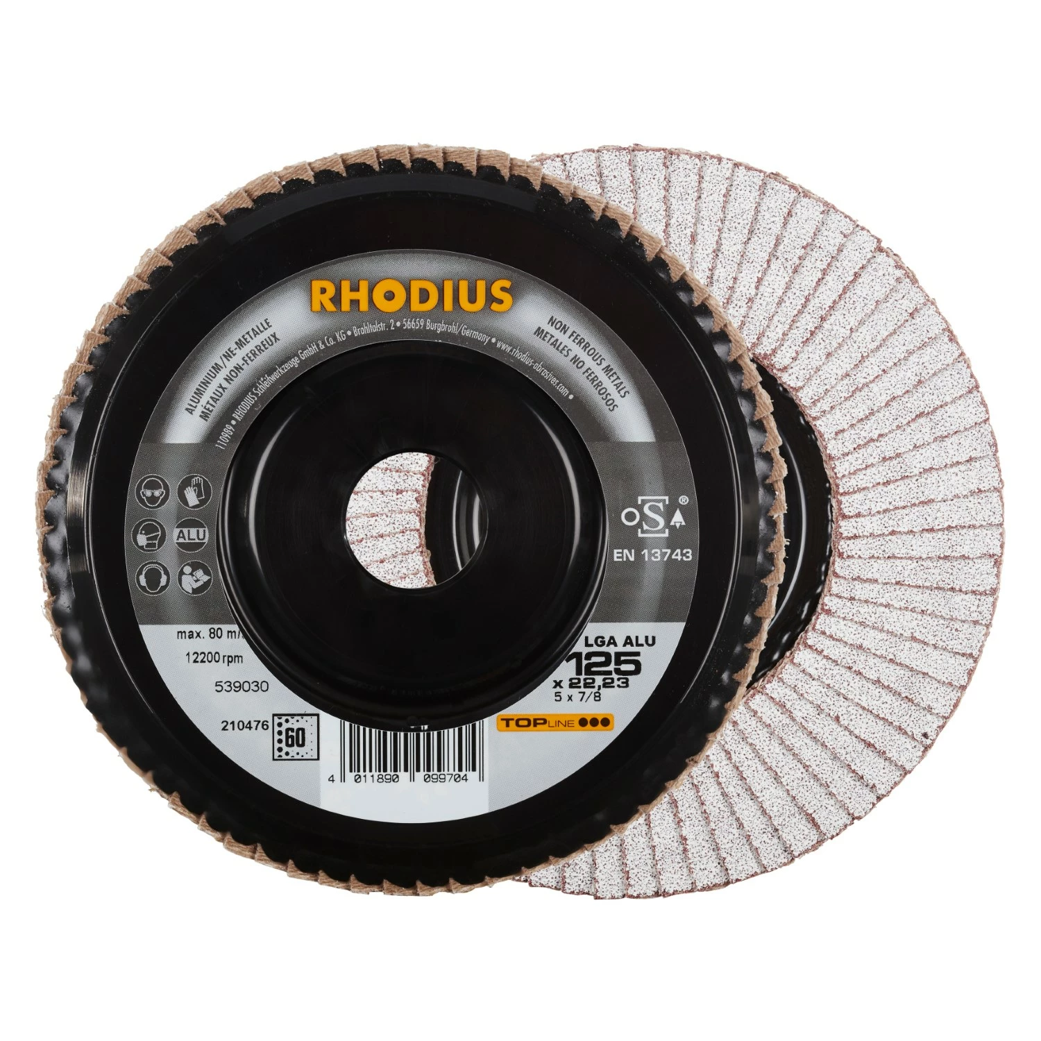 Rhodius 210476 LGA ALU K60 TOPline Lll Lamellenslijpschijf 125 X 22,23mm (10 St) K60