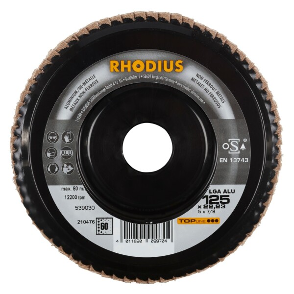 Rhodius 210476 LGA ALU K60 TOPline Lll Lamellenslijpschijf 125 X 22,23mm (10 St) K60 - Detailed view of the product