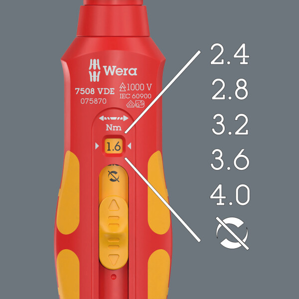 Wera 05075870001 7508 VDE Kraftform Safe-Torque Speed Draaimomentschroevendraaier - 0,4-2,0 Nm - Detailed view of the product