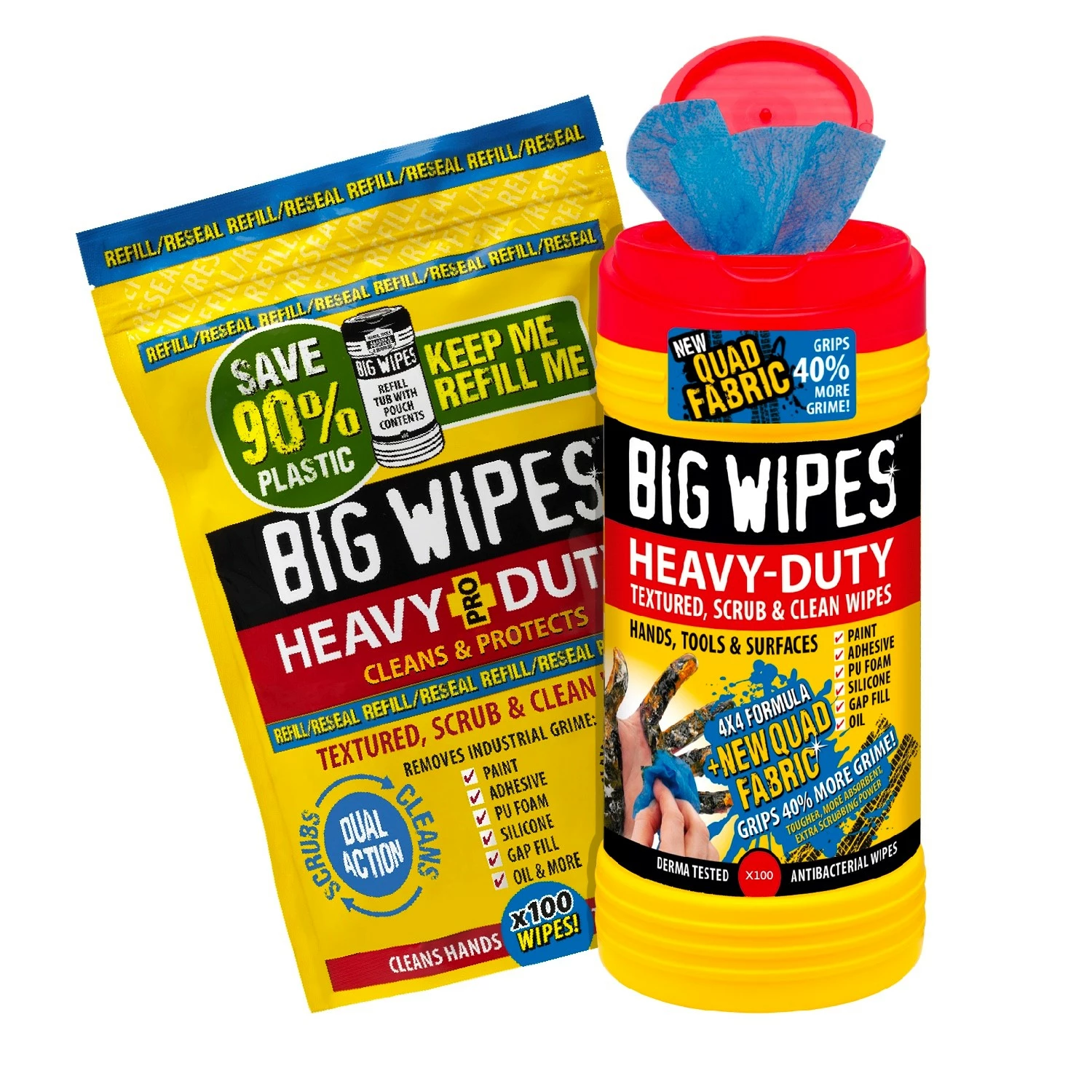 Big Wipes Heavy Duty Pro - 100stk + Refill Pouch afbeelding