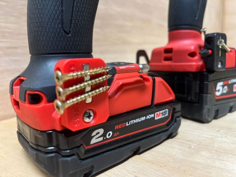 StealthMounts BH-M18-S-RED-2 Stubby Magnetische Bithouder Voor Machines Milwaukee M18 - Rood - 2 Stuks - Detailed view of the product