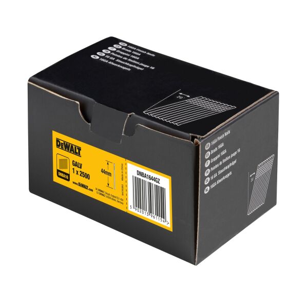 DeWALT DNBA1644GZ Gegalvaniseerde Brads Schuin 20° - 16 Gauge - 1.6x44mm (2500st) - Detailed view of the product