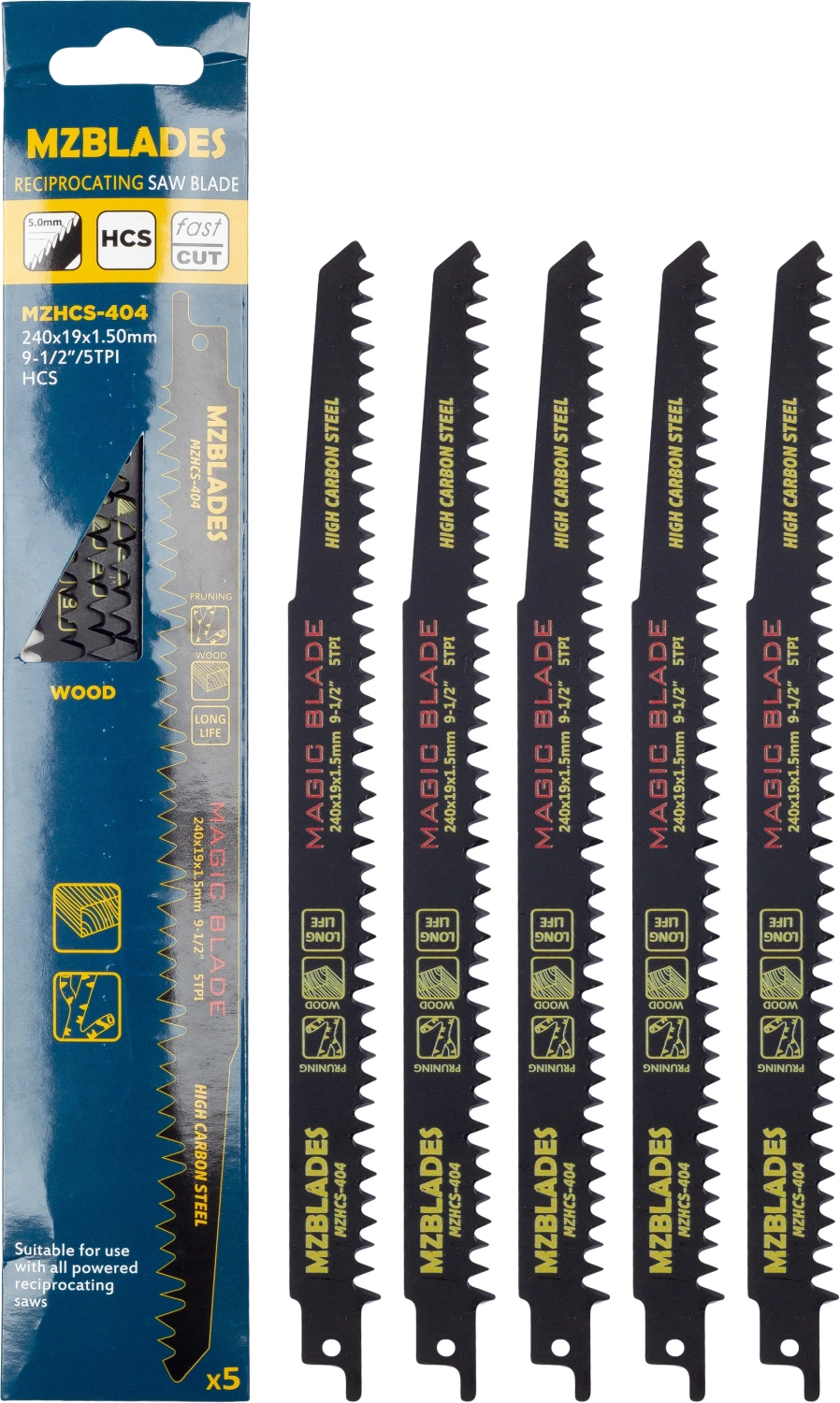 Multizaag MZHCS-404 Reciprozaagblad Hout - 5 Stuks