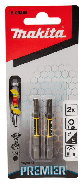 Makita E-03355 Slagschroefbit XTT Impact Premier - T25 X 50mm (2 Stuks) - Detailed view of the product