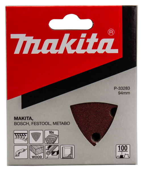 Makita P-33283 Deltaschuurvel Red - K100 - 94x94x94mm (10st) - Detailed view of the product
