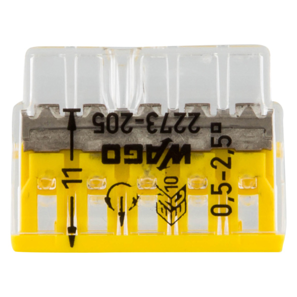 Wago 2273-205 Lasklem 5-polig - 5-gaats - 5 X 0.5 - 2.5mm² - Transparant-geel (100st) - Detailed view of the product