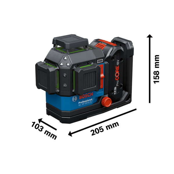 Bosch GLL 18V-120-33 CG 18V Accu Kruislijnlaser Body In L-Boxx - Groen - 3x 360 - Detailed view of the product