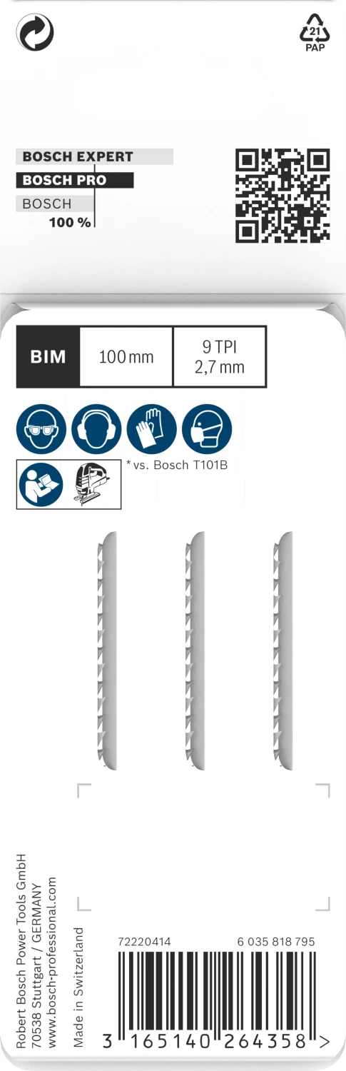 Bosch 2608636226 / T 101 BF BiM Decoupeerzaagblad Clean - Hard Hout (3st) thumbnail 3