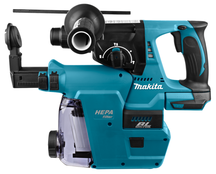 Makita DHR242ZJW LXT 18V Li-Ion SDS-Plus Accu Combihamer Body Met Stofafzuiging In Mbox - 2J - Koolborstelloos - Detailed view of the product