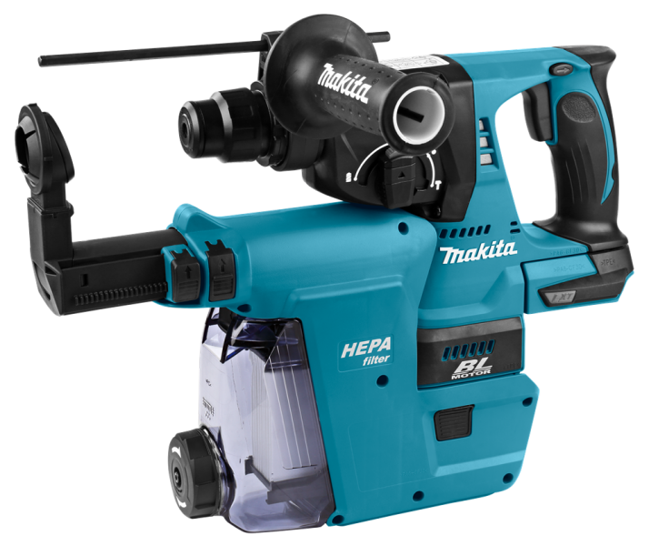 Makita DHR242ZJW LXT 18V Li-Ion SDS-Plus Accu Combihamer Body Met Stofafzuiging In Mbox - 2J - Koolborstelloos - Detailed view of the product