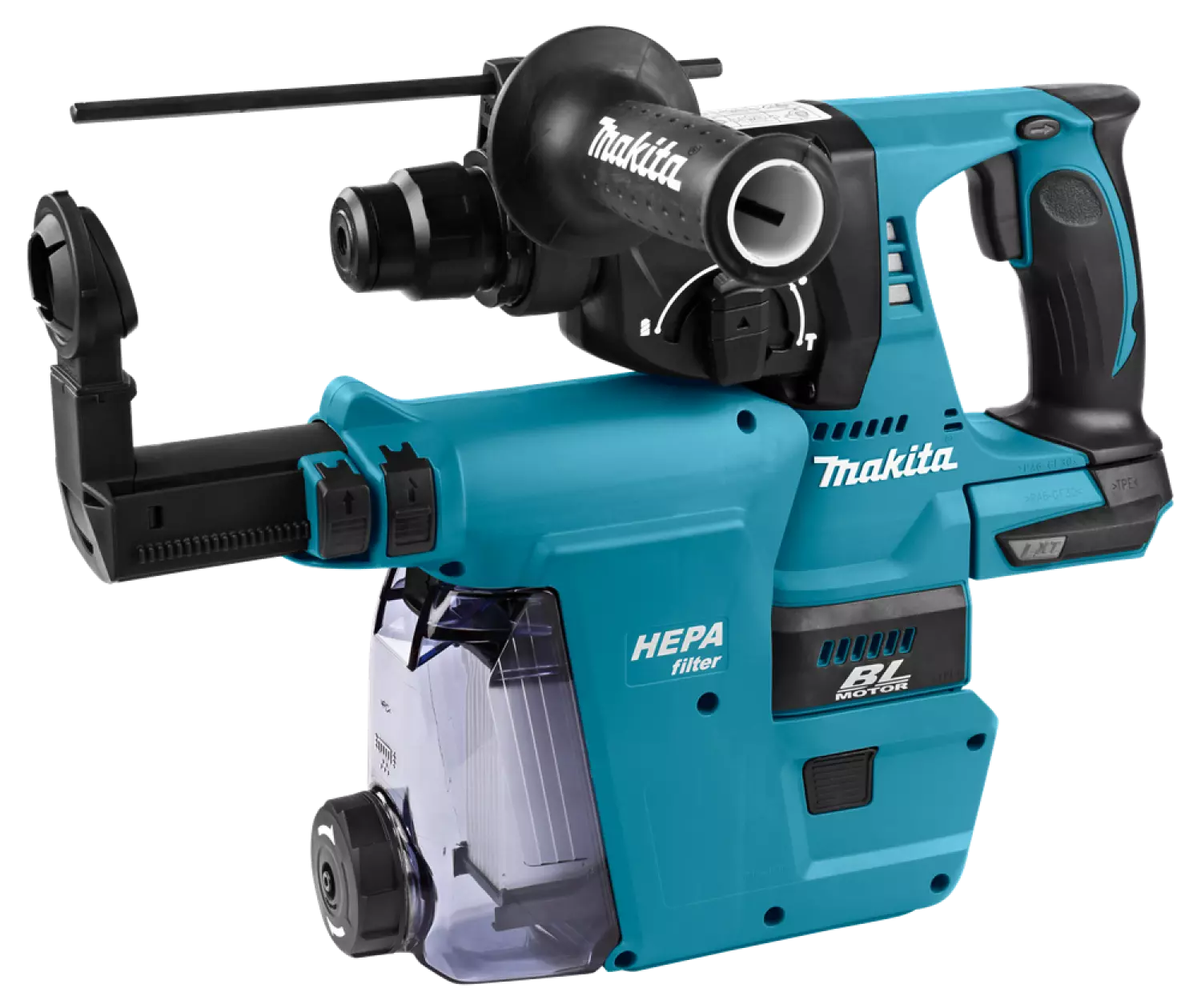 Makita combihamer - DHR242ZJW - 18 V - SDS-Plus - zonder accu's en lader - in Mbox - met stofafzuiging