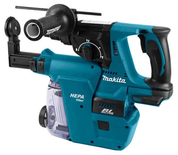 Makita DHR242ZJW LXT 18V Li-Ion SDS-Plus Accu Combihamer Body Met Stofafzuiging In Mbox - 2J - Koolborstelloos - Detailed view of the product