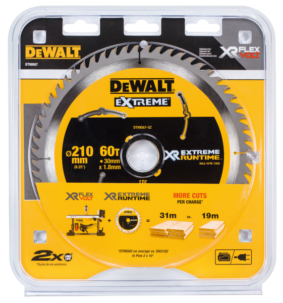 DeWALT DT99567 XR Cirkelzaagblad - 210 X 30 X 60T - Hout - Detailed view of the product