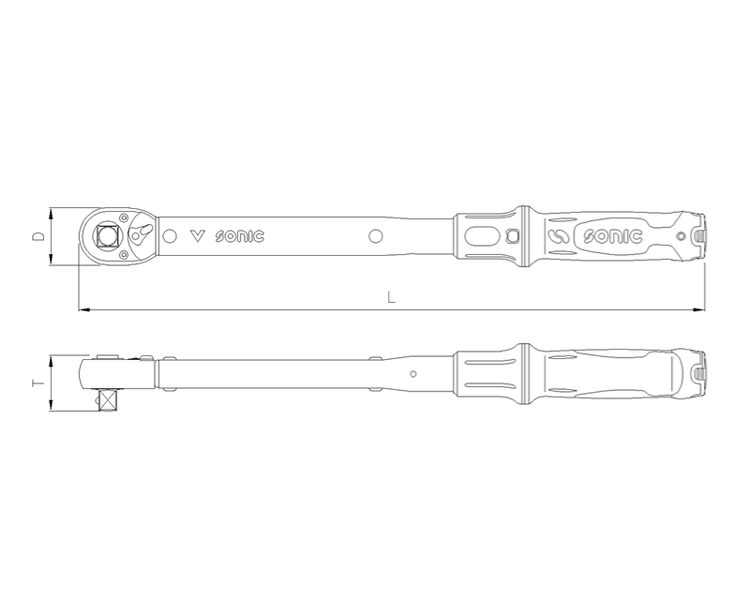 Sonic 730340200 Momentsleutel Met Doordrukvierkant In Koffer - 1/2'- 40-200Nm - Detailed view of the product