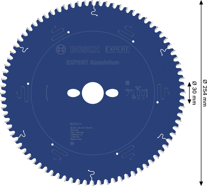 Bosch 2608644112 Expert Cirkelzaagblad - 254 X 30 X 80T - Aluminium - Carbide - Detailed view of the product