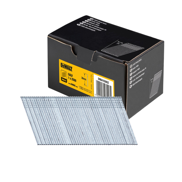 DeWALT DNBA1638GZ Gegalvaniseerde Brads Schuin 20° - 16 Gauge - 1.6x38mm (2500st) - Detailed view of the product