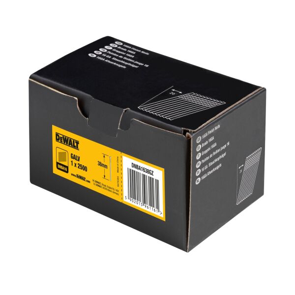 DeWALT DNBA1638GZ Gegalvaniseerde Brads Schuin 20° - 16 Gauge - 1.6x38mm (2500st) - Detailed view of the product
