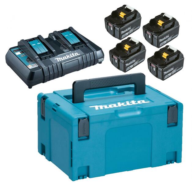 Makita 197626-8 18V Li-Ion Accu Starterset (4x 5.0Ah) + Duolader In Mbox