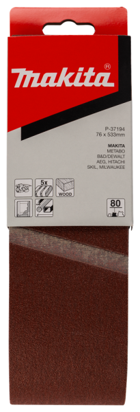 Makita P-37194 Schuurband Red - K80 - 76 X 533mm (5st) - Detailed view of the product