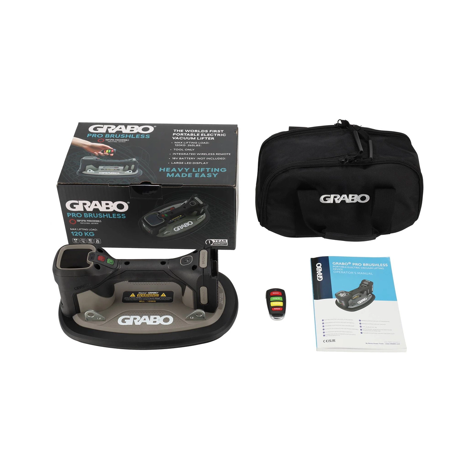 Grabo Pro Brushless Elektrische Vacuüm Tegeldrager Tool Only Set In Tas - 120kg