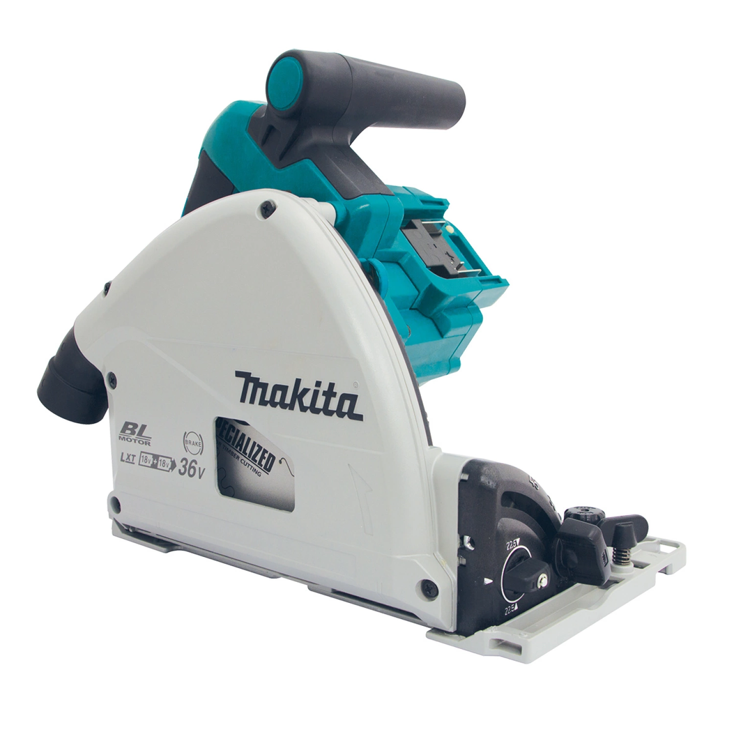 Makita DSP600PT2J1 36V (2x 18V) Li-Ion accu Invalzaag set (2x 5.0Ah accu) in Mbox incl. geleiderail - 165 x 20 mm - koolborstelloos