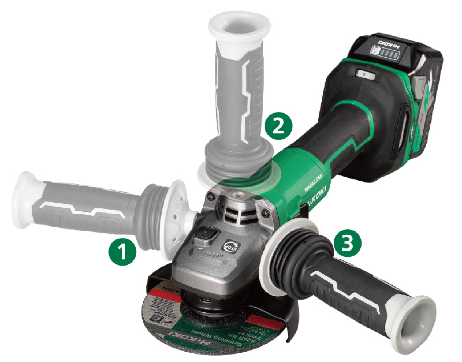 HiKOKI G3613DVFW2Z Accu Haakse Slijper 125mm 36V Basic Body in HSC II Systainer