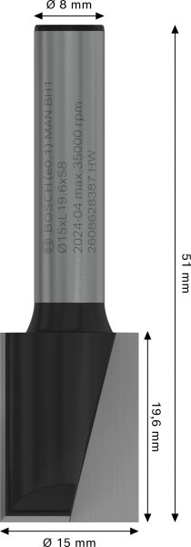 Bosch 2608628387 Vingerfrees - 2 Snijvlakken - Hardmetaal - 15x20mm - Detailed view of the product