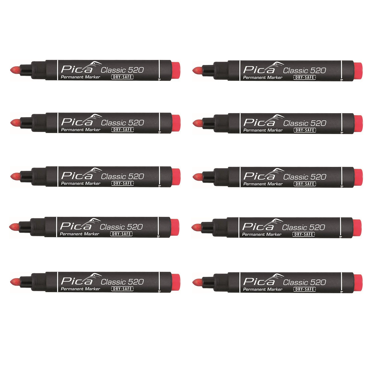Pica 520/40 Permanent Marker - Rond - Rood - 1-4mm (10st)