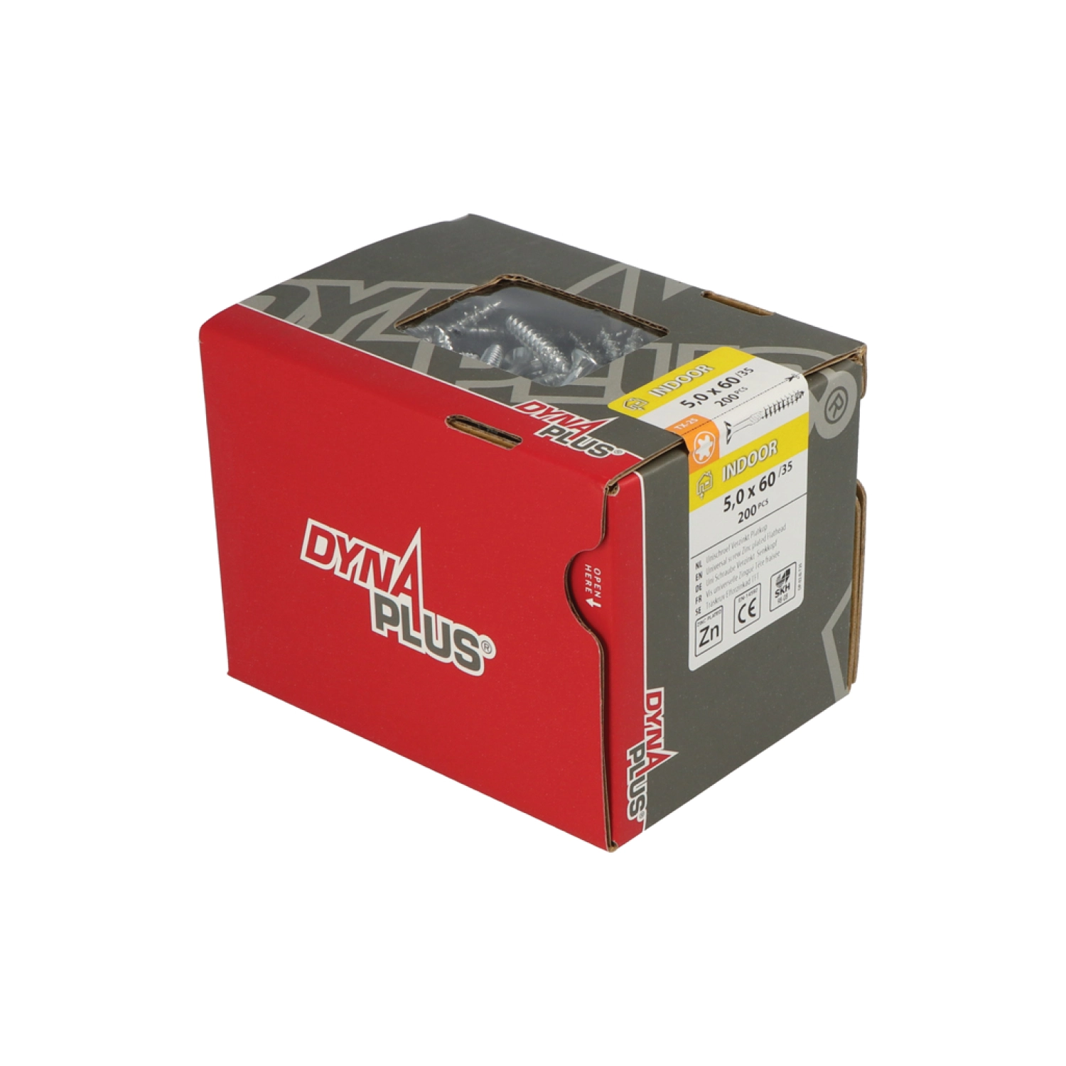 DynaPlus 0281.01.42001 Unischroef - TX25 - 5.0 X 60/35mm - Platkop - Deeldraad - Verzinkt (200st) thumbnail 3