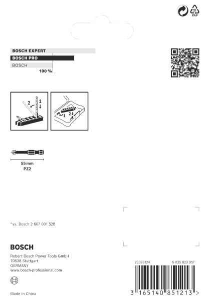 Bosch 2608522331 Impact Control Bits - PZ2 X 50mm (8st) - Detailed view of the product