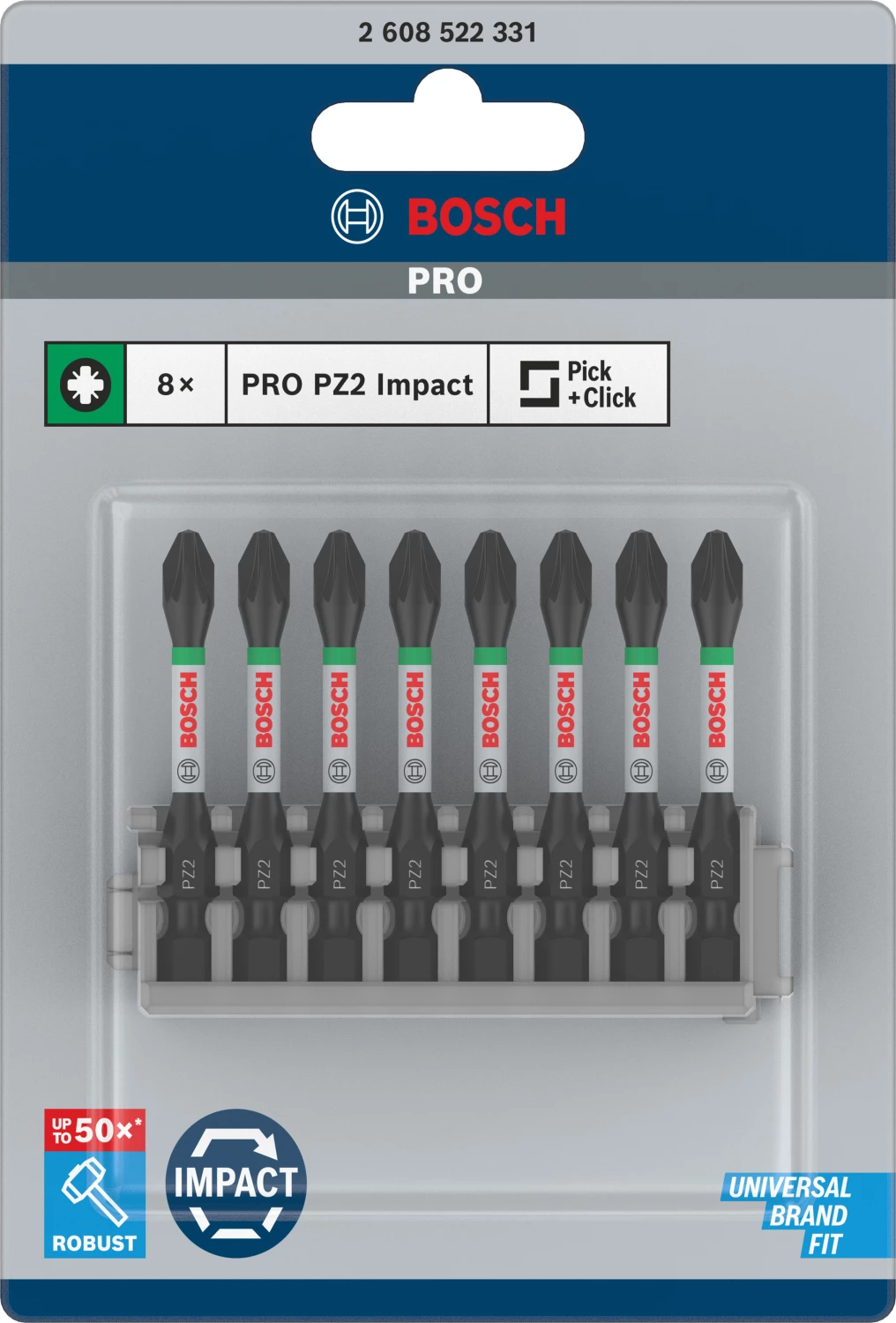 Bosch 2608522331 Impact Control Bits - PZ2 X 50mm (8st) thumbnail 2