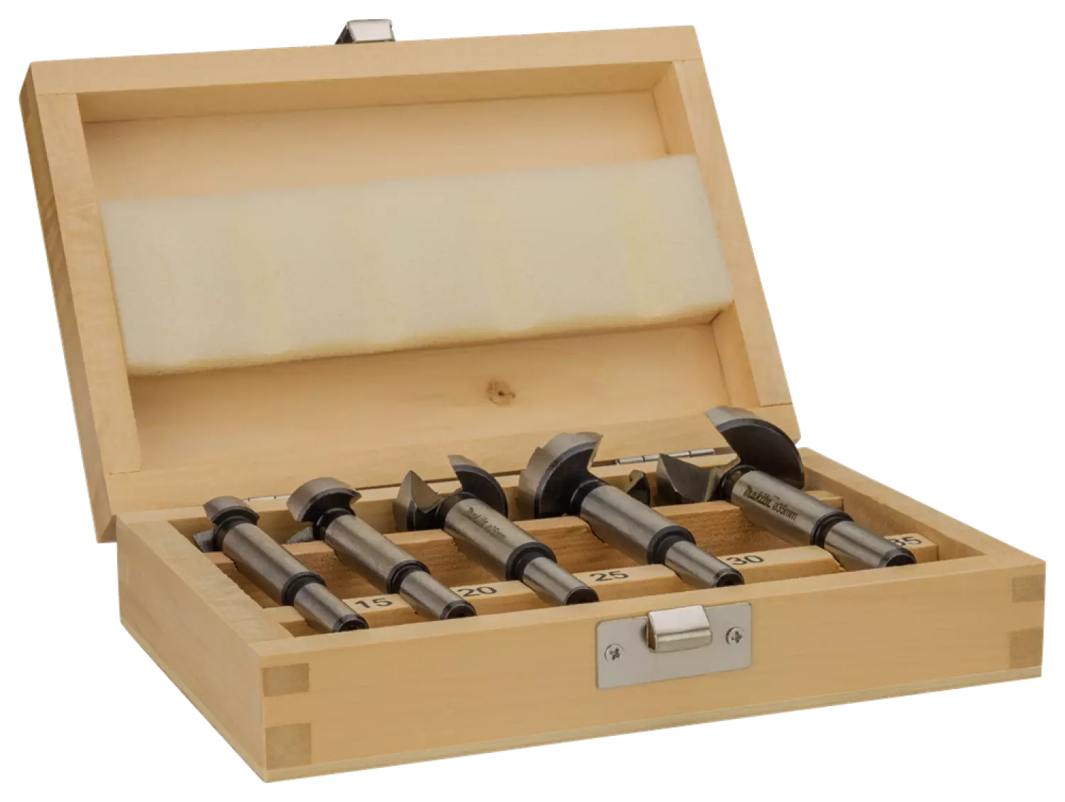 Makita D-47363 5-delige Scharniergat Boorset In Houten Cassette - 15-35mm thumbnail 3