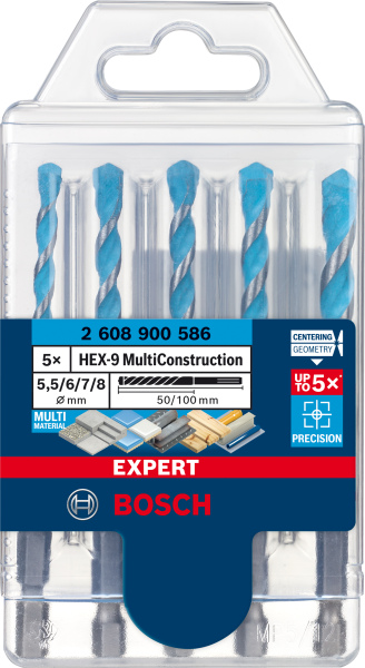 Bosch 2608900586 EXPERT 5-delige HEX-9 Borenset - MultiConstruction - 5,5/6/6/7/8mm - Detailed view of the product