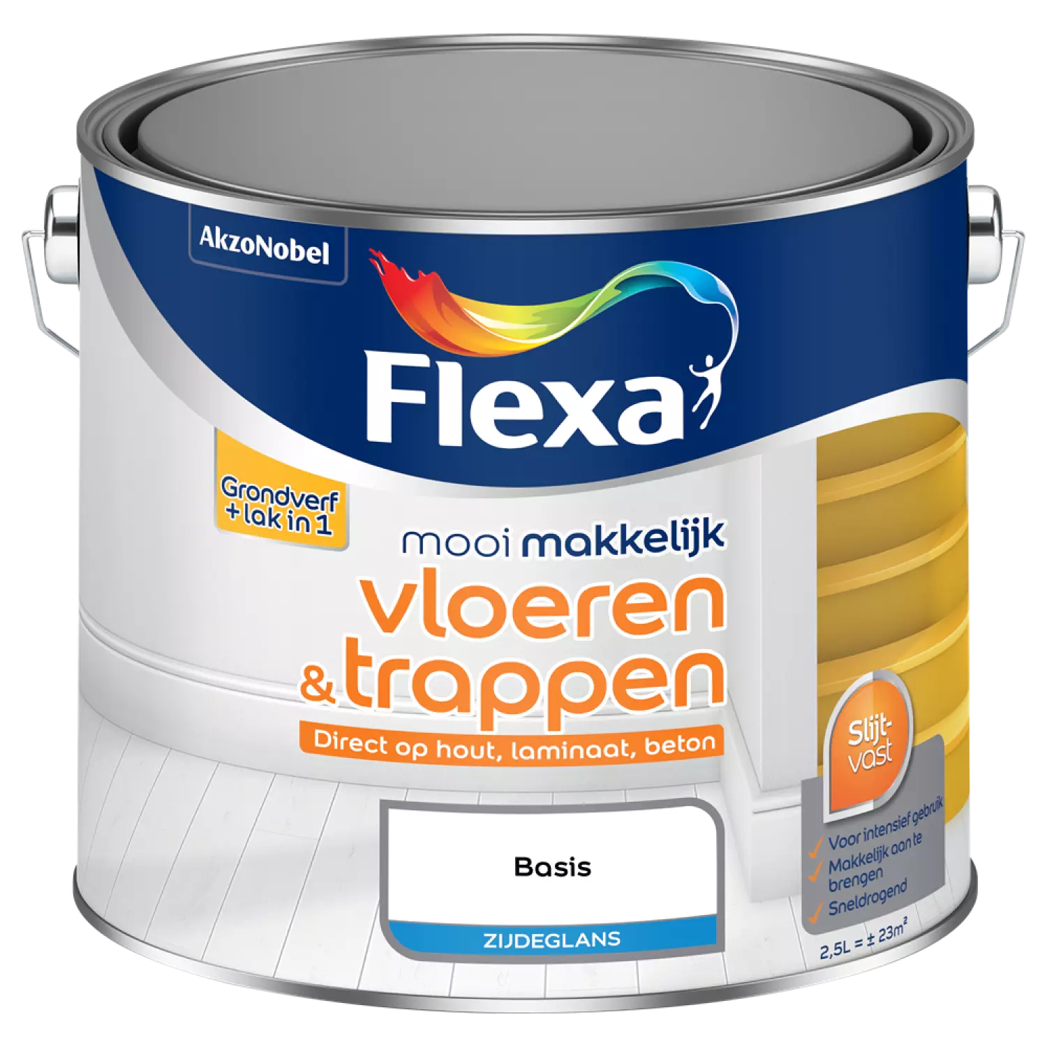 Flexa Mooi Makkelijk Vloeren&Trappen Zijdeglans - Op Kleur Gemengd - 2,5L