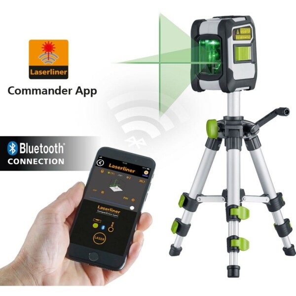 Laserliner 081.143A CompactCross-Laser Pro Kruislijnlaser Met Statief In Koffer - 2 Lijnen - Groen - 40m - Bluetooth - Detailed view of the product