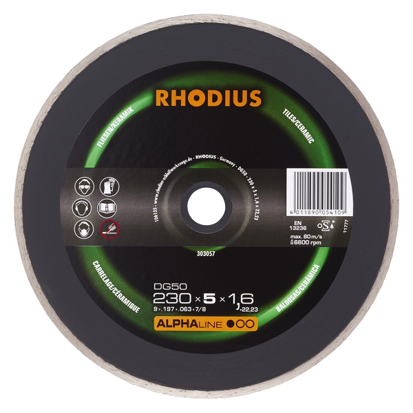 Rhodius 303057 Alphaline I DG50 Diamantdoorslijpschijf - 230 X 22,23 X 5mm - Tegels/Keramiek