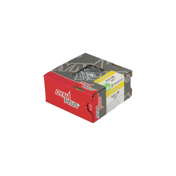 DynaPlus 0281.01.25201 Unischroef - TX20 - 4.0 X 30mm - Platkop - Voldraad - Verzinkt (200st) - Detailed view of the product