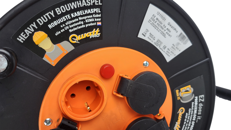 QwattPRO 1211004 EZ Winder Kabelhaspel - H07RN-F - IP44 - 25m - Detailed view of the product