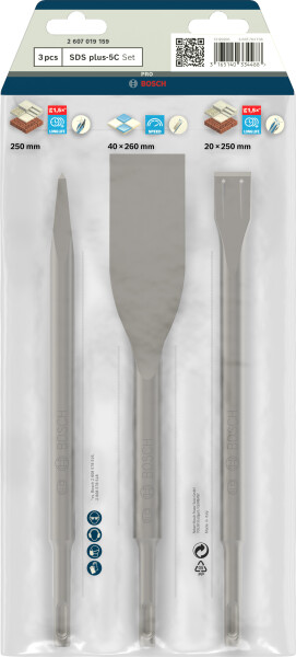 Bosch 2607019159 SDS-Plus 3 Delige Beitelset - Detailed view of the product