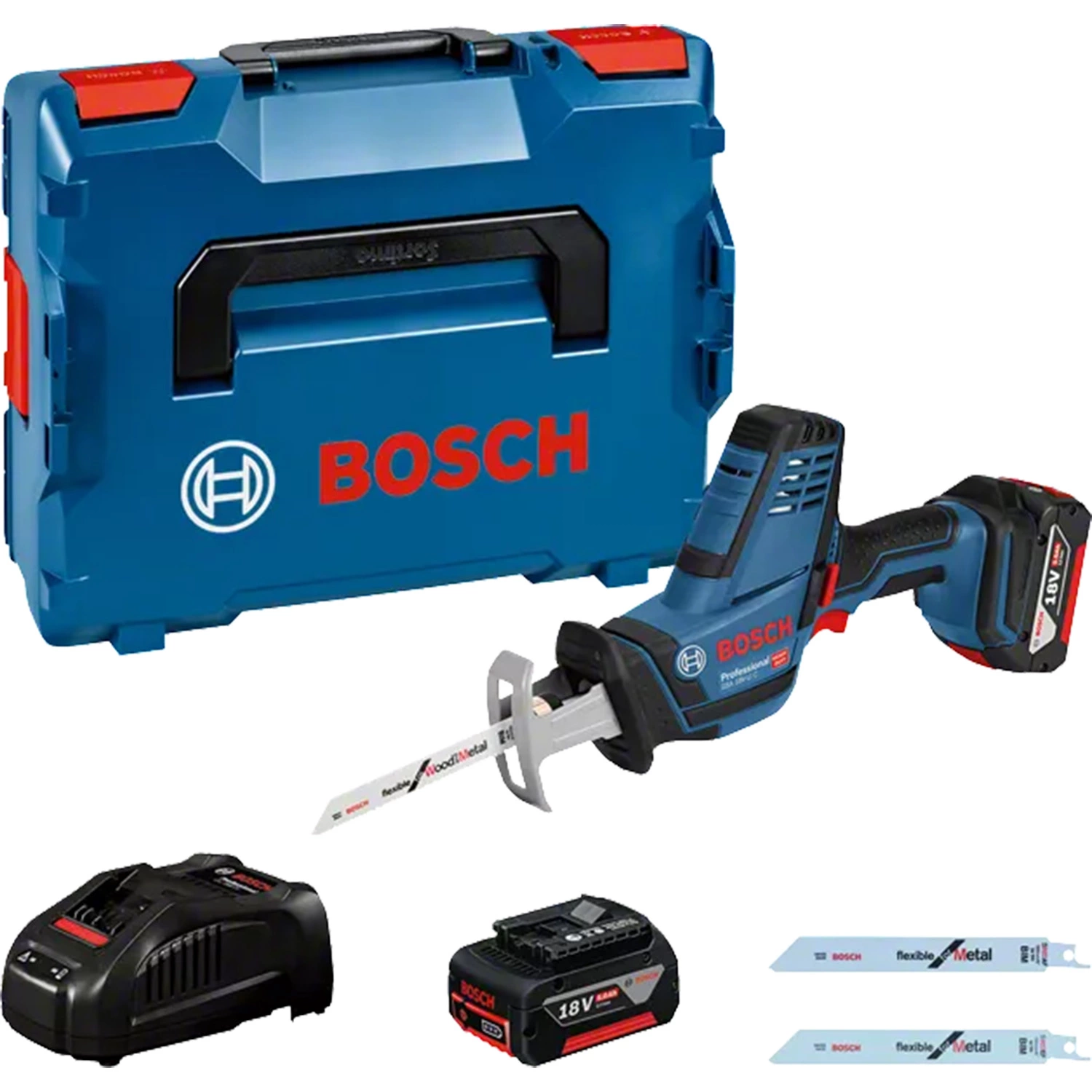 Bosch GSA 18 V-LI C 18V Li-Ion Accu Reciprozaag Set (2x 5.0Ah Accu) In L-Boxx - Snelwissel